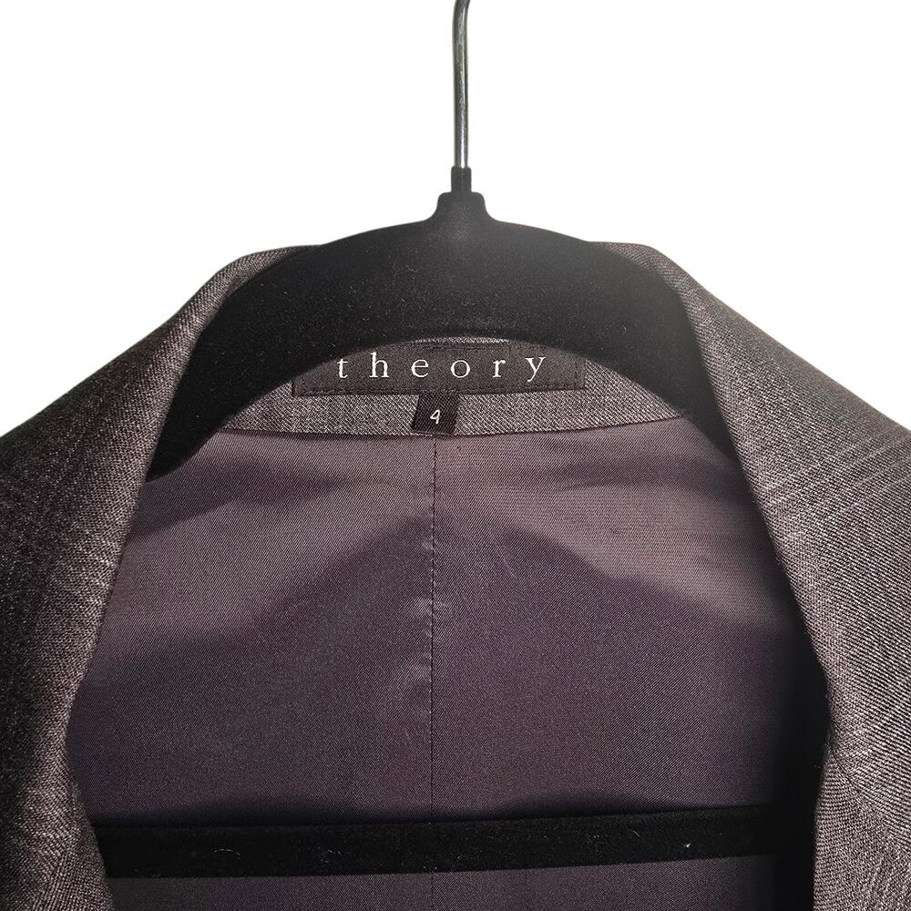 Theory Wool Single Button Gray Blazer Size 4 - image 2